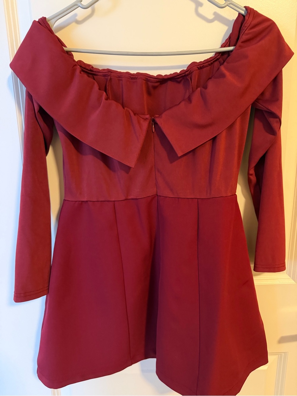 Off-Shoulder Burgundy Women’s Dress